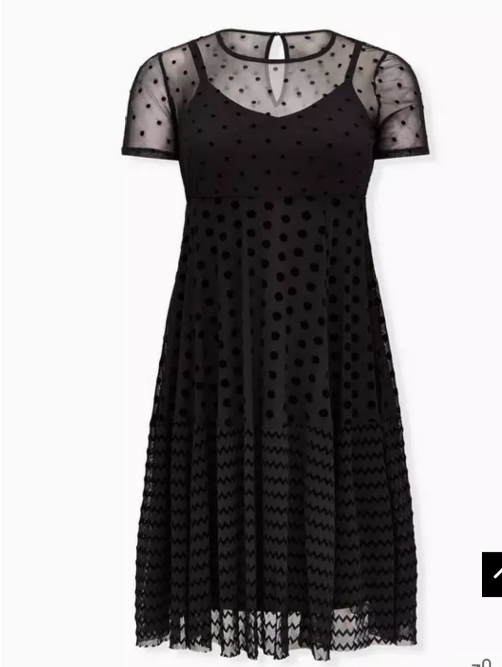 Torrid Black Polka Dot Mesh A-Line Dress Size 2x